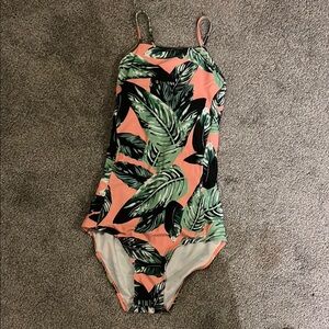 Tropical Leaf Print Swimsuit